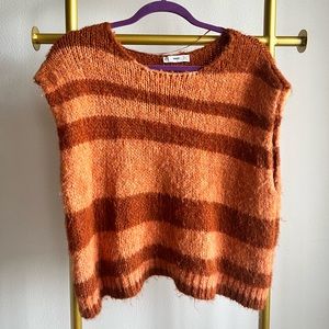 MNG Orange Striped Knit Top